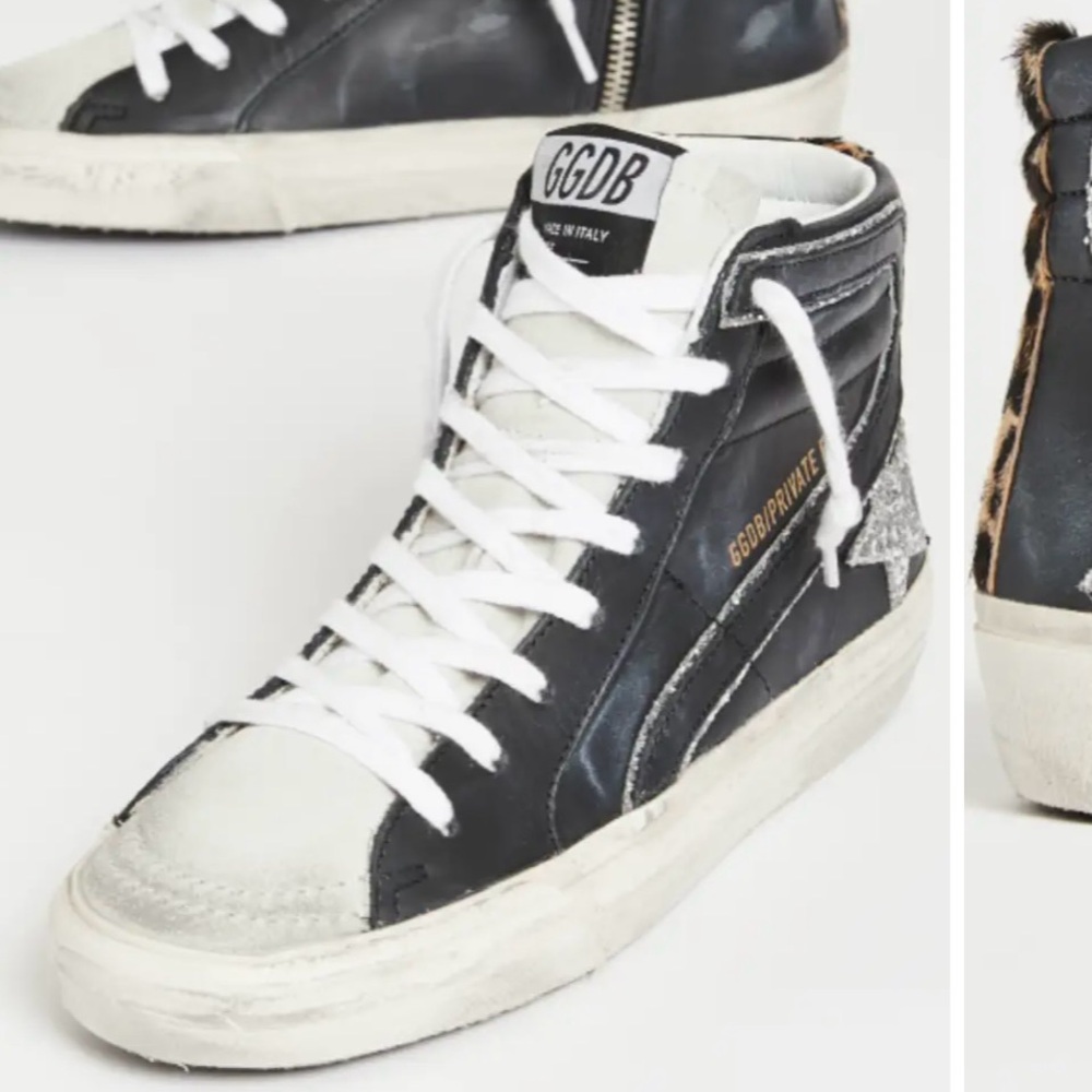 Golden Goose Black and White High-Top Sneakers